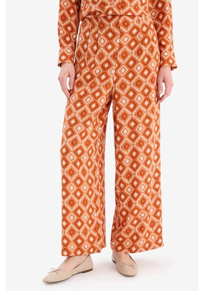 Defacto Wide Leg Geniş Bol Paça Desenli Viskon Pantolon D9757ax25smog267 Turuncu