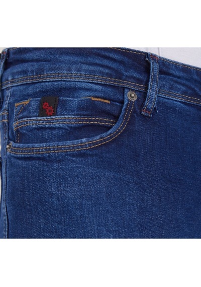 Erkek Mavi Düz Slim Fit Likralı Dar Paça Kot Pantolon Lacivert