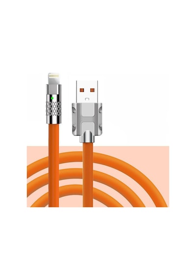 Ios Iphone Ipad Uyumlu Lightning Metal Başlıklı 120w 3.4a Hızlı Şarj Kablosu Turuncu-al4387 Standart
