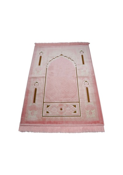 Kadife Seccade 120x80 + Tesbih + Zikirmatik + Ayraç + Çanta Boy Kuran  Seti Pembe