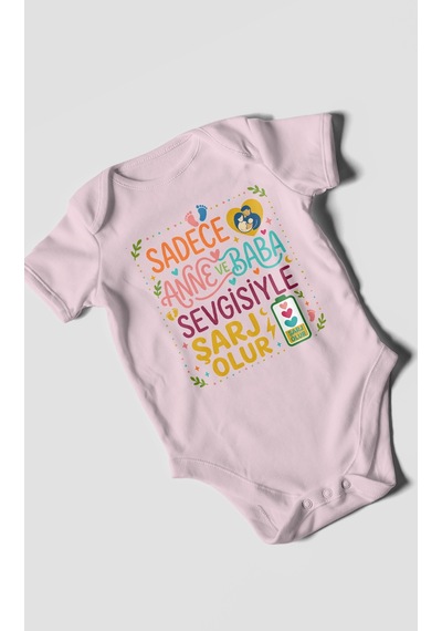 Morivokids Anneye Ve Babaya Özel Kısa Kollu Bebek Body %100 Pamuk Bebe Pembe