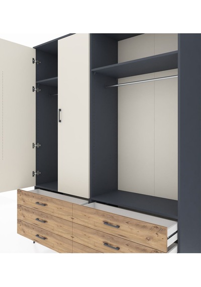 Hyperion Gardrop 4 Raflı 6 Çekmeceli 2 Askılı 176x44x221 Antrasit-aytaşı/çam Aytaşı/çam Hyperion Gardrop 4 Raflı 6 Çekmeceli 2 Askılı 176x44x221 Antrasit-aytaşı/çam Aytaşı/çam