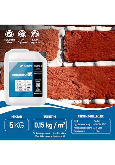 Alkoru 2 Adet 5 Kg Şeffaf Emici Yüzeyler İçin Su İtici Ve Koruyucu Malzeme Avantaj Paket