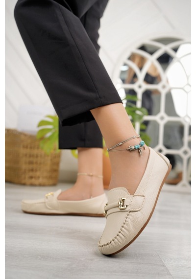 Khayt Daisy Casual Günlük Kadın Babet Ayakkabı Bej
