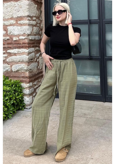 Madmext Yeşil Geniş Paça Kadın Pantolon Mg1982-yeşil Yeşil