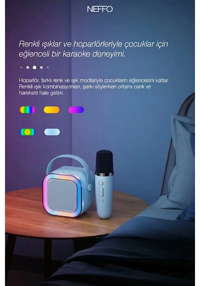 Bluetooth Karaoke Mikrofon Ve Taşınabilir Hoparlör Çok İşlevli Müzik Çalar, Çocuk Ve Yetişkin İçin