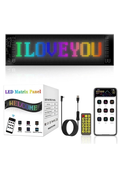 Büyük Boy 64 Cm X 12 Cm Matrix Panel Dijital Kayar Rgb Ekran Kum