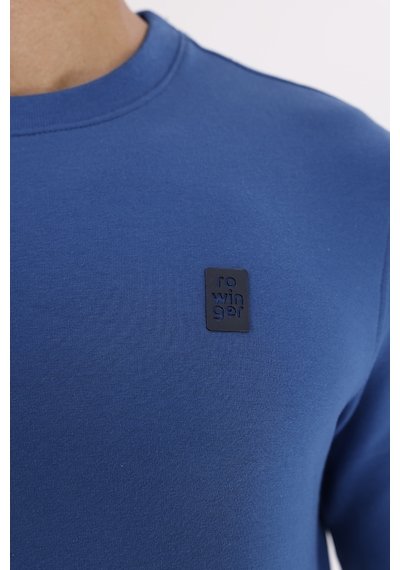 Rowinger Minimal Logolu Bisiklet Yaka Ribana Manşetli Rahat Kalıp Mevsimlik Sweatshirt İndigo
