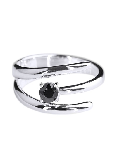 Kuyumcudukkani Siyah Taşlı Free Size Yüzük-10326-w-blk Beyaz