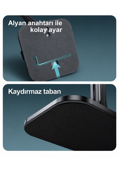 İpad Uyumlu Tablet Ve Telefon Tutucu Metal Masa Kelepçeli 360 Stand