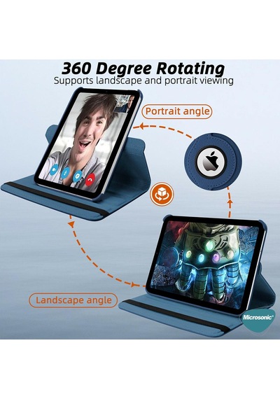 Microsonic Apple Uyumlu iPad Mini 7 Kılıf A2993-a2995 360 Rotating Stand Deri Tablet Kılıfı
