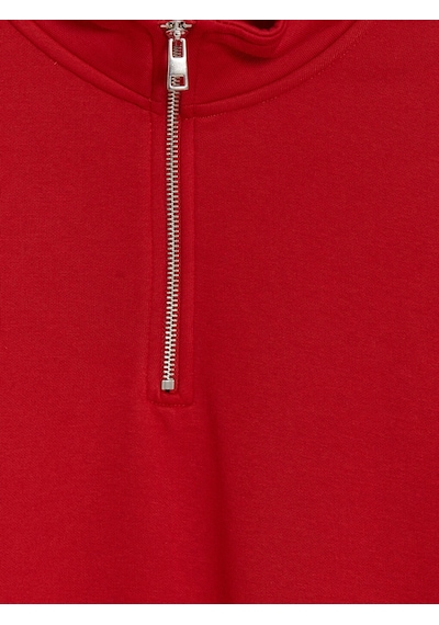 LC Waikiki Lc Waıkıkı Kırmızı Yarım Fermuarlı Dik Yaka Erkek Sweatshirt