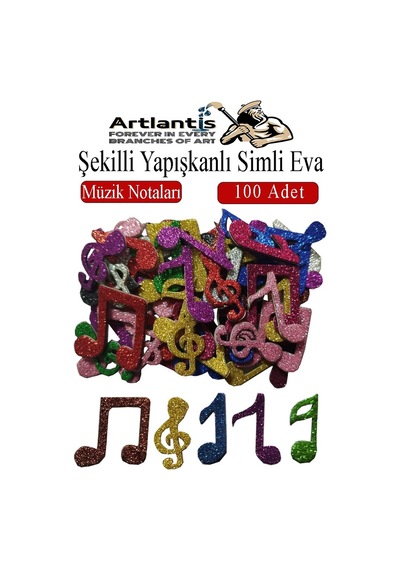 Şekilli Simli Eva Yapışkanlı Müzik Nota 100 Lü 1 Paket Kendinden Yapışkanlı Simli Eva Sticker Okul Öncesi Kreş Ana