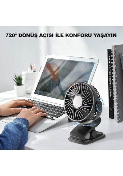 Masaüstü Şarjlı Klipsli Portatif Fan