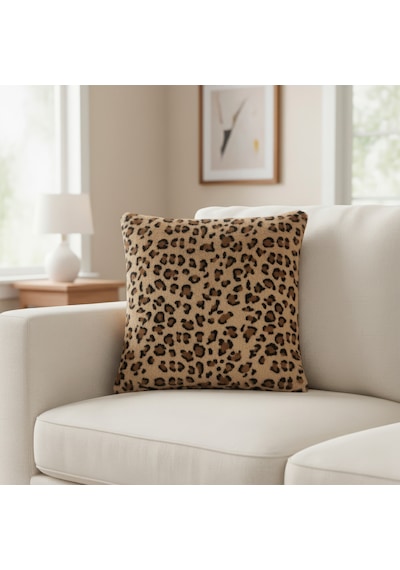4 Lü Peluş Leopar Desenli Kırlent Kılıfı Dekoratif Ev Tekstili 45x45 Cm Leopar