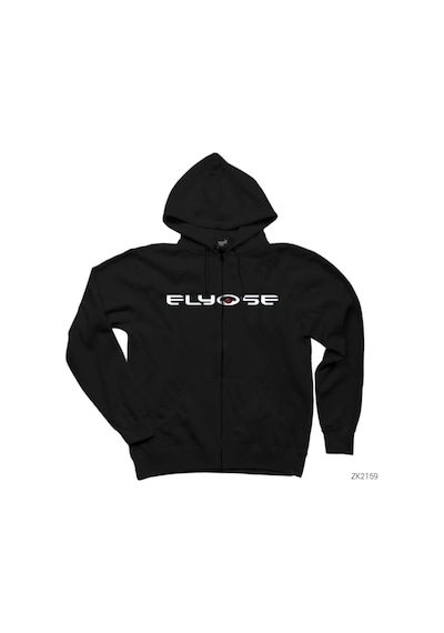Elyose Siyah Fermuarlı Kapşonlu Sweatshirt Siyah