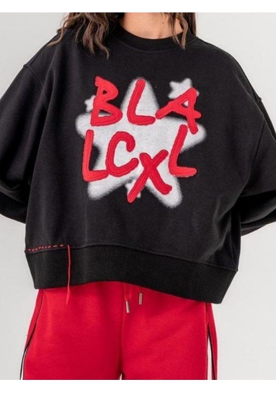 Kız Çocuk Black Yazılı Sweatshirt-14772 Siyah