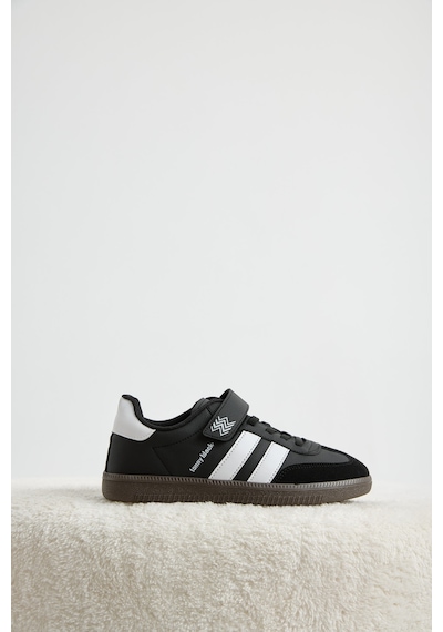 Tonny Black Termo Taban Yanı Şeritli Cırtlı Bağcıklı Sneaker Çocuk Unisex Siyah Beyaz Sneaker Tbzer040 Siyah - Beyaz