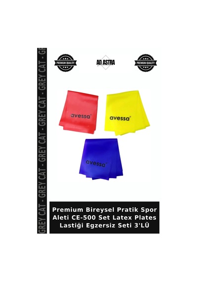 Premium Bireysel Pratik Spor Aleti Ce-500 Set Latex Plates Lastiği Egzersiz Seti 3'lü Çok Renkli