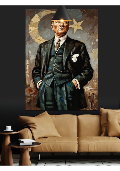 Şık Takım Elbisesiyle Atatürk Dekoratif Kanvas - Mdf Ahşap Tablo
