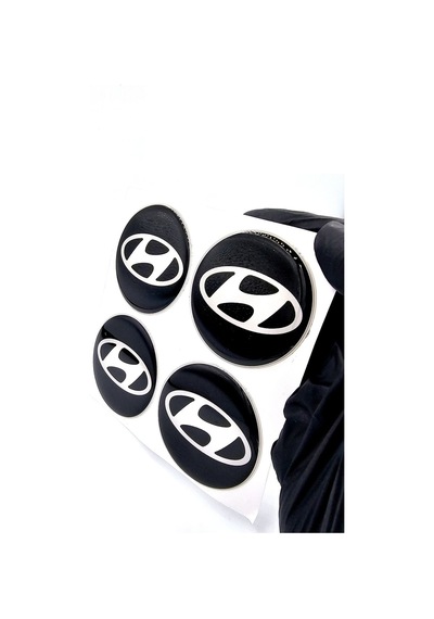 Hyundai Tasarım Damla Sticker Siyah Hyundai Jant Göbeği 5.5cm Uyumlu