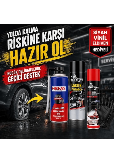 Eva Motors 3 Lü Universal Torpido Parlatıcı Araç Bakım Ve Acil Durum Seti New Car - Yeni Araba Siyah Vinil Eldiven li