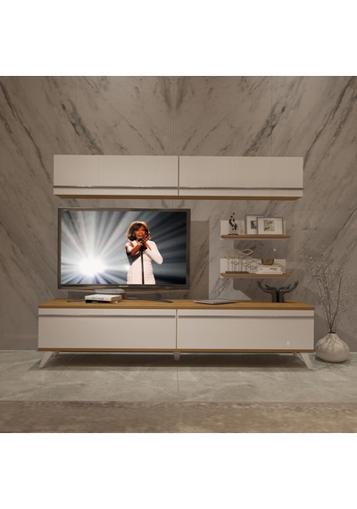 Decoraktiv Eko 5 Mdf Std Retro Tv Ünitesi Tv Sehpası Pera - Beyaz