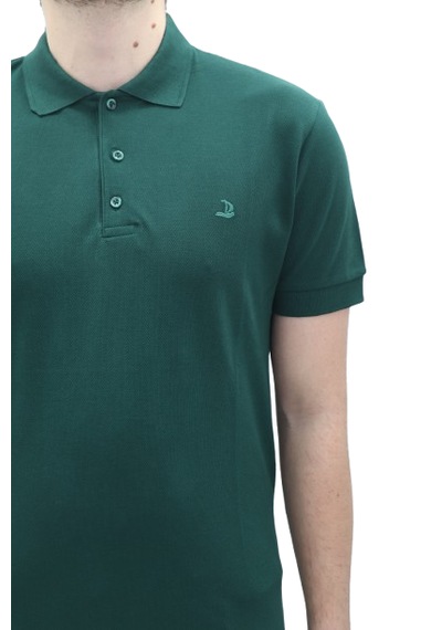 Santa Dmctekstil Erkek Dior Düz Spor Kesim Dar Kalıp Cepsiz Polo Yaka T-shirt Haki