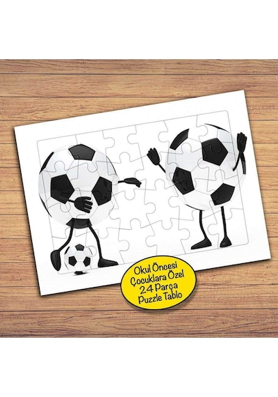 Futbol Oynayan Toplar 24 Parça Çocuklara Özel Yapboz Tablo-425