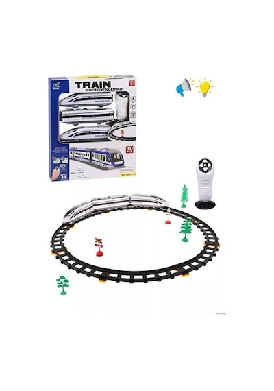 Uzaktan Kumandalı Tren Sesli Işıklı Pilli Mıknatıs Bağlantılı Tren Seti 30 Parça 176cm Ray Uzunluğu