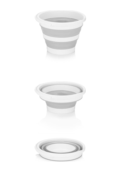 Meleni Home 3'lü Mega Set Katlanır Çamaşır Sepeti - Katlanabilir Akordiyon Su Kovası - Katlanır Koçero Maşrapa