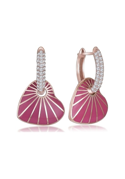 925 Ayar Gümüş Pembe Mineli Kalp Küpe - 12101702 Rose Gold