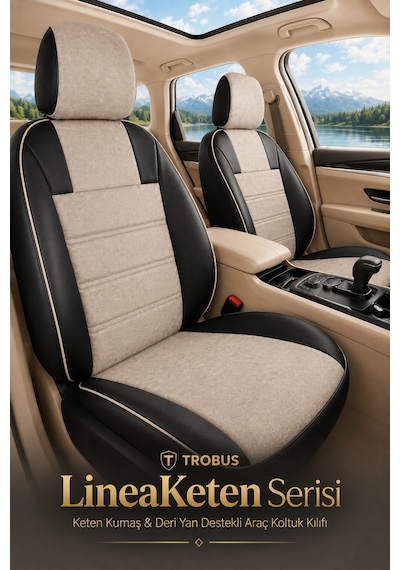 Volvo S80 2018 Ve Sonrası Uyumlu Lineaketen Serisi Bej Siyah Bej Oto Koltuk Kılıfı