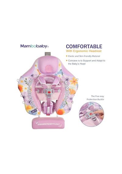 Mambobaby Yüzme Simidi - Flower Bush, Emniyetli, Gölgelikli Ve Ayak Destekli
