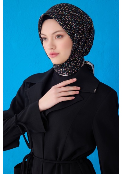 BELLİ Saf İpek Eşarp 4128d Twill İpek -8586 - 90 X 90 / Siyah Siyah