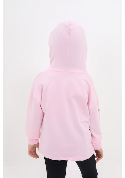 Toontoy Kız Çocuk Relax Fit Kapüşonlu Düşük Omuz Baskılı Sweatshirt - 2 İplik Pembe