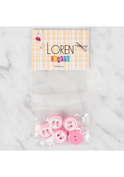 Loren Crafts 8 Li Gülen Yüz Pembe Düğme - 541