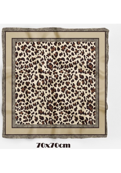 Leopar Tutkusu Desen 70 70cm Bandana/fular Çok Renkli