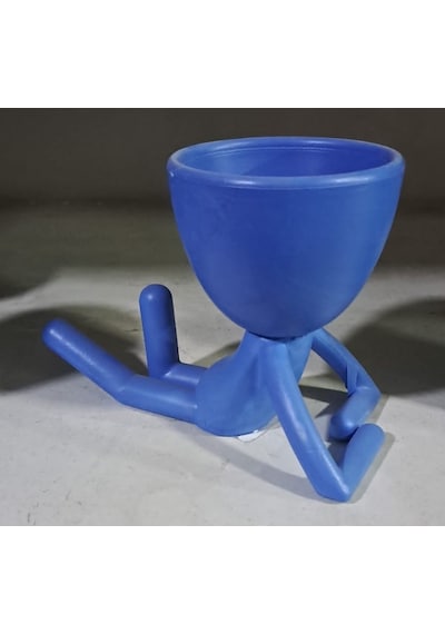 İnsansı Saksı Renkli Uzanan - H : 9 Cm - Çap 6,5 Cm Diğer
