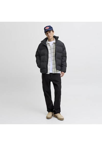 Jack & Jones Erkek Yüksek Dik Yaka Fermuarli Puffer Mont - Soho - 12278750 Siyah