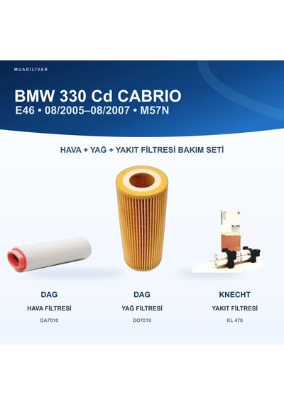 Bmw 3 E46 Hava+yağ+yakıt Filtre Bakım Seti