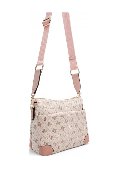 Silver & Polo Silver Polo Pembe - Pudra Monogram Kadın Çapraz Çanta Sp1110