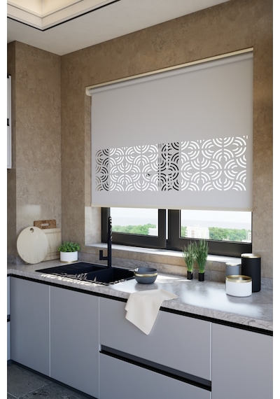 Auralight Lazer Kesim Mat Stor Perde, Lazer Kesimli Modern Serisi, M-171005 Gri Renk