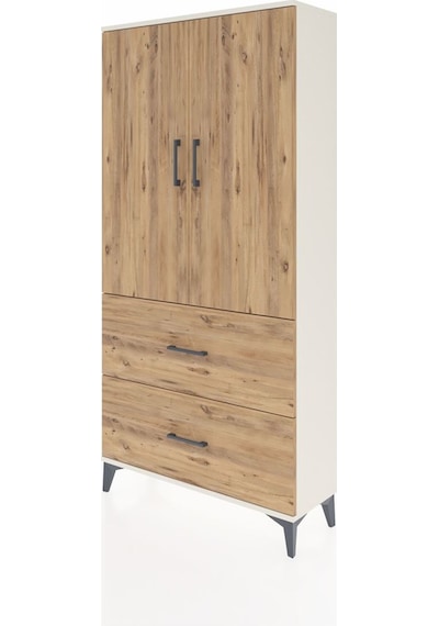 Arges Dolap 3 Raflı 2 Çekmeceli 2 Kapaklı 88x30x182 Aytaşı-çam Aytaşı