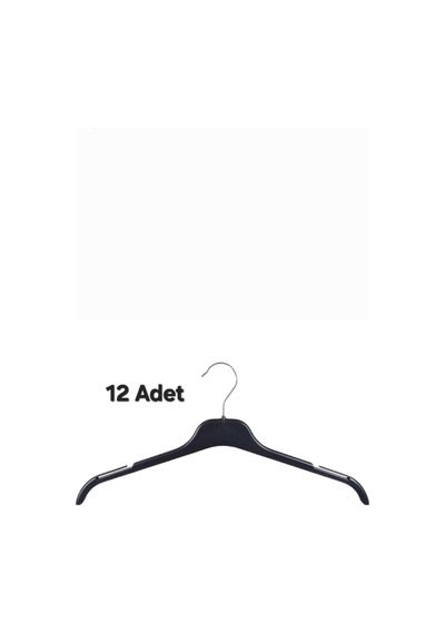 12 Adet Elbise Tişört Kazak Bluz Atlet Askı Plastik Siyah Tr Diğer
