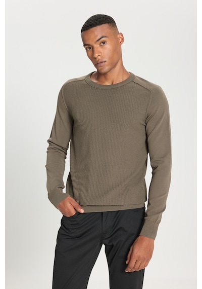 AC&Co / Altınyıldız Classics Erkek Hakı Standart Fit Normal Kesim Bisiklet Yaka Jakarlı Triko Kazak Hakı AC&Co / Altınyıldız Classics Erkek Hakı Standart Fit Normal Kesim Bisiklet Yaka Jakarlı Triko Kazak Hakı