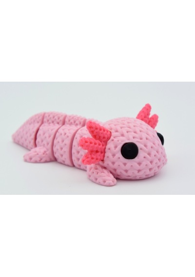 Mafsallı Örgü Dokulu Axolotl - Hareketli 3d Yazıcı Tasarım Pembe Biblo