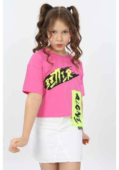Toontoy Kids Toontoy Kız Çocuk Better Baskılı Tişört Fuşya