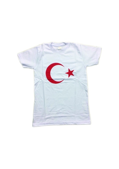 Salar Ticaret Beyaz Bayrak Tişört Beyaz Ay Yıldızlı Tişört Beyaz