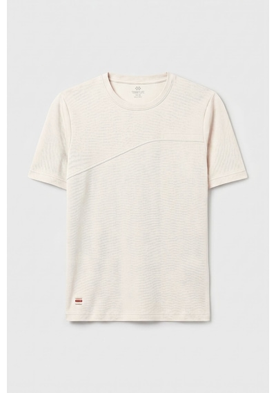 Tommy Life Ekru Rahat Form Yüzeyi Dokulu Ön Dikiş Detaylı Erkek T-shirt - 88437